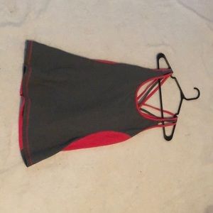 Pink and grey workout tank top